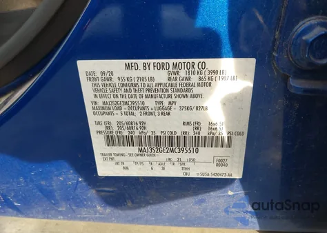 2021 Ford Ecosport Se из США, поврежденный, VIN MAJ3S2GE2MC395510